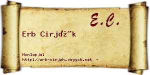 Erb Cirjék névjegykártya